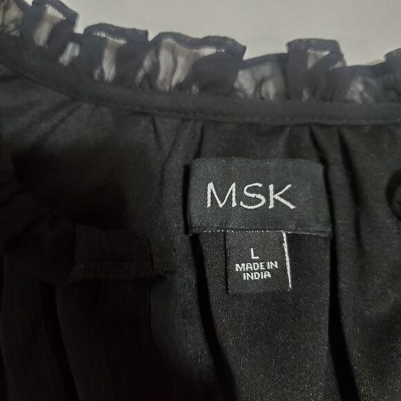 black ruffle mini dress by MSK size L NEW without tags - Picture 2 of 10